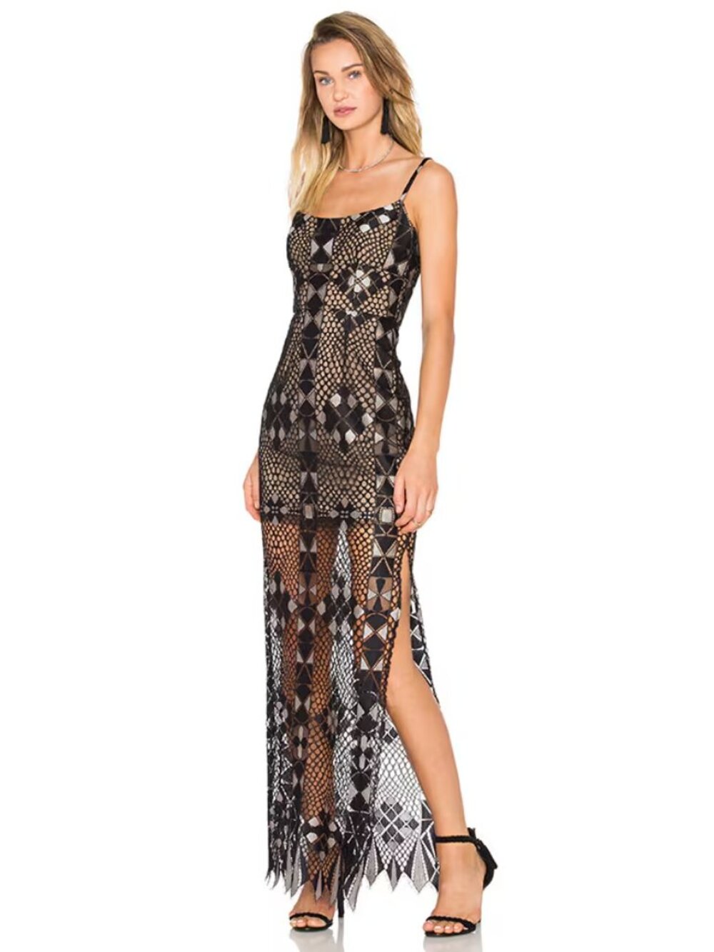 Geometric Lace Evelina Maxi Dress